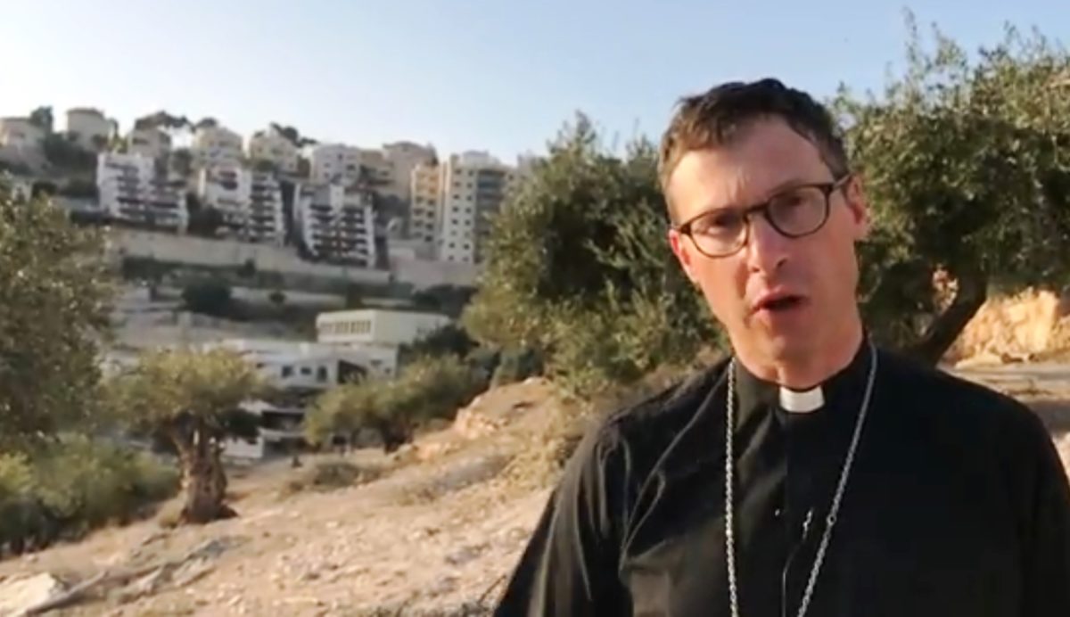 Bishop Philip delivering his first Holy Land vlog from Nazareth